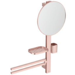 ALVA Varia Beauty Bar 71,7cm aus Alumin. m. Kosmetikspiegel Ø 32,8cm, Rose M. - AQASVABBRO