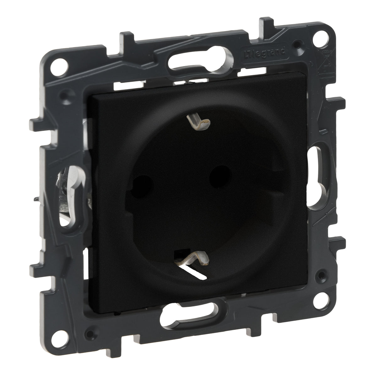 LEGRAND Niloe Step Schutzkontakt Steckdose Steck klemmen Kinderschutz Farbe: Schwarz – 864562