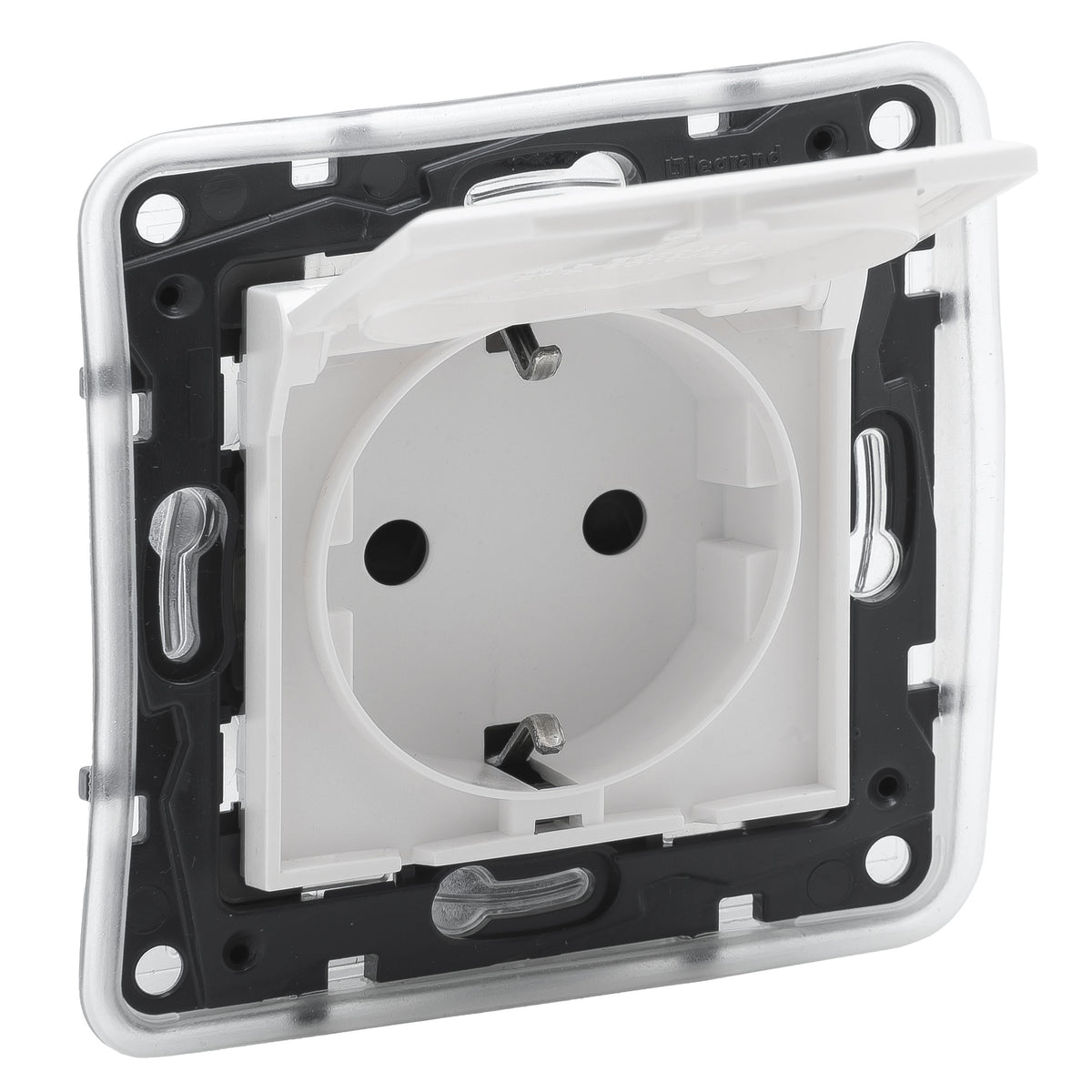 LEGRAND Niloe Step Schutzkontakt Steckdose IP44 Kinderschutz Farbe: Ultraweiß – 864135