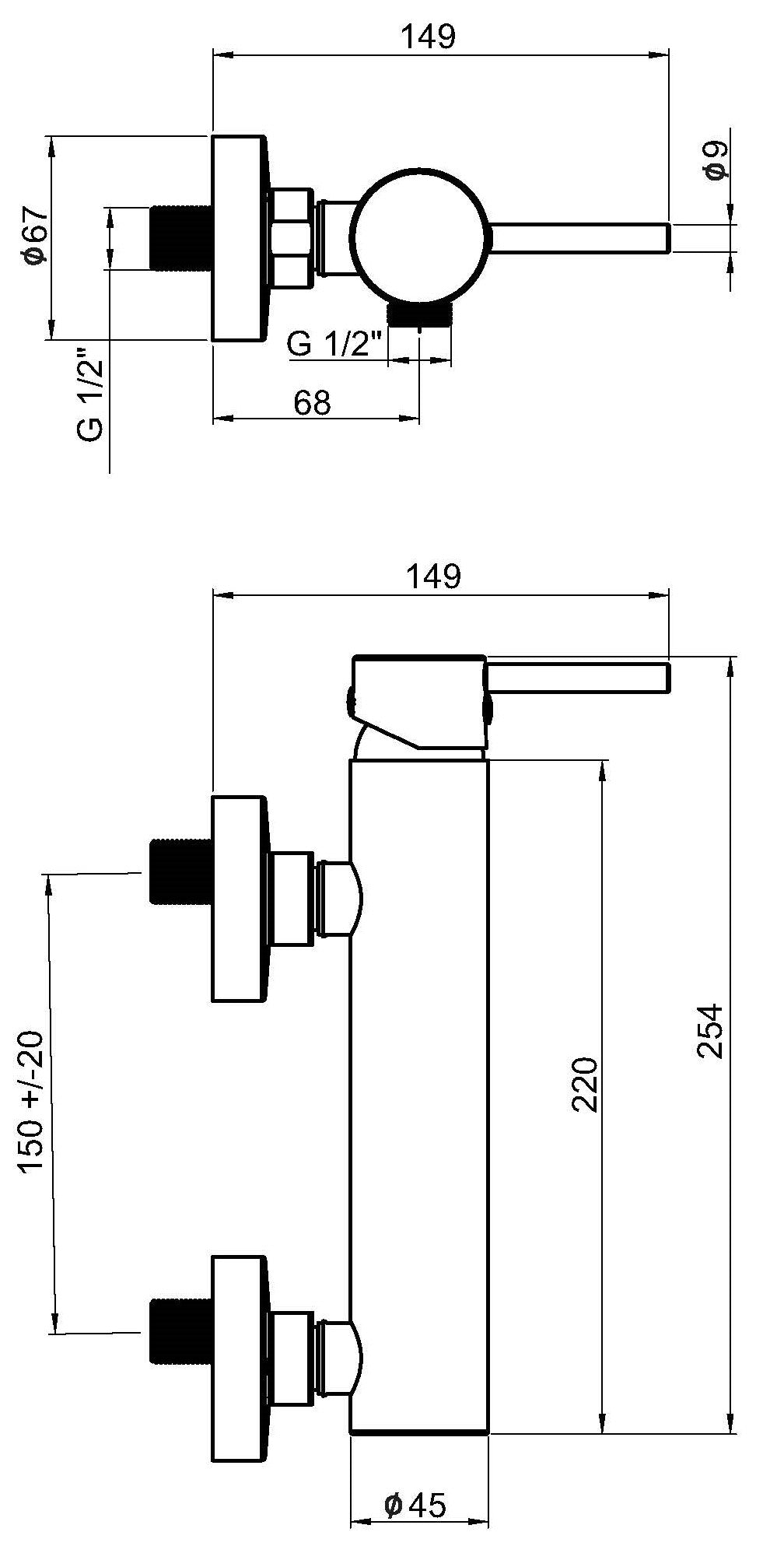 Alva Idea 1.0 Brausearmatur seitengesteuert, Chrom - AQARIDBTSG.1