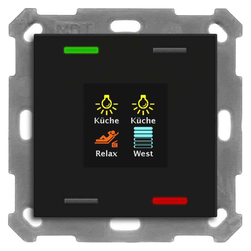 MDT KNX Taster Smart 55 4-fach mit Farbdispl ay, Schwarz matt – BE-TAS550406.01