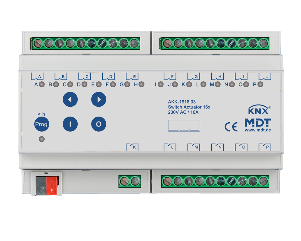 MDT KNX Schaltaktor 16fach, 16A REG – AKK-1616.03