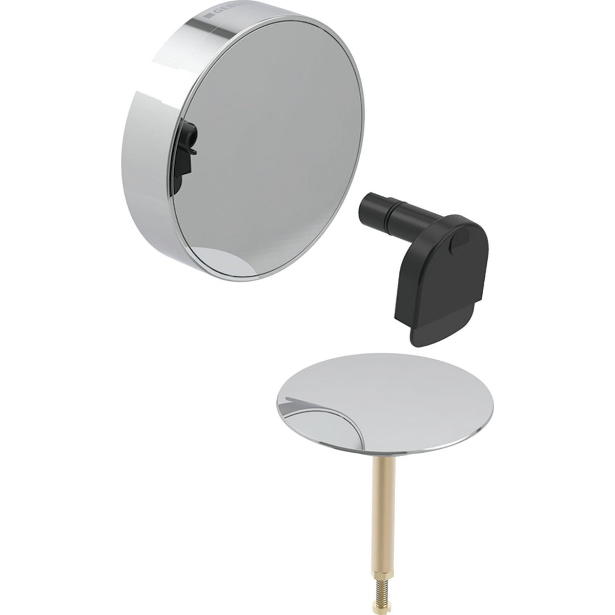 GEBERIT GE Fertigbauset Badewannenablauf, Split d52mm, mit Drehbet. u. Zulauf, weiss – 150.481.11.1