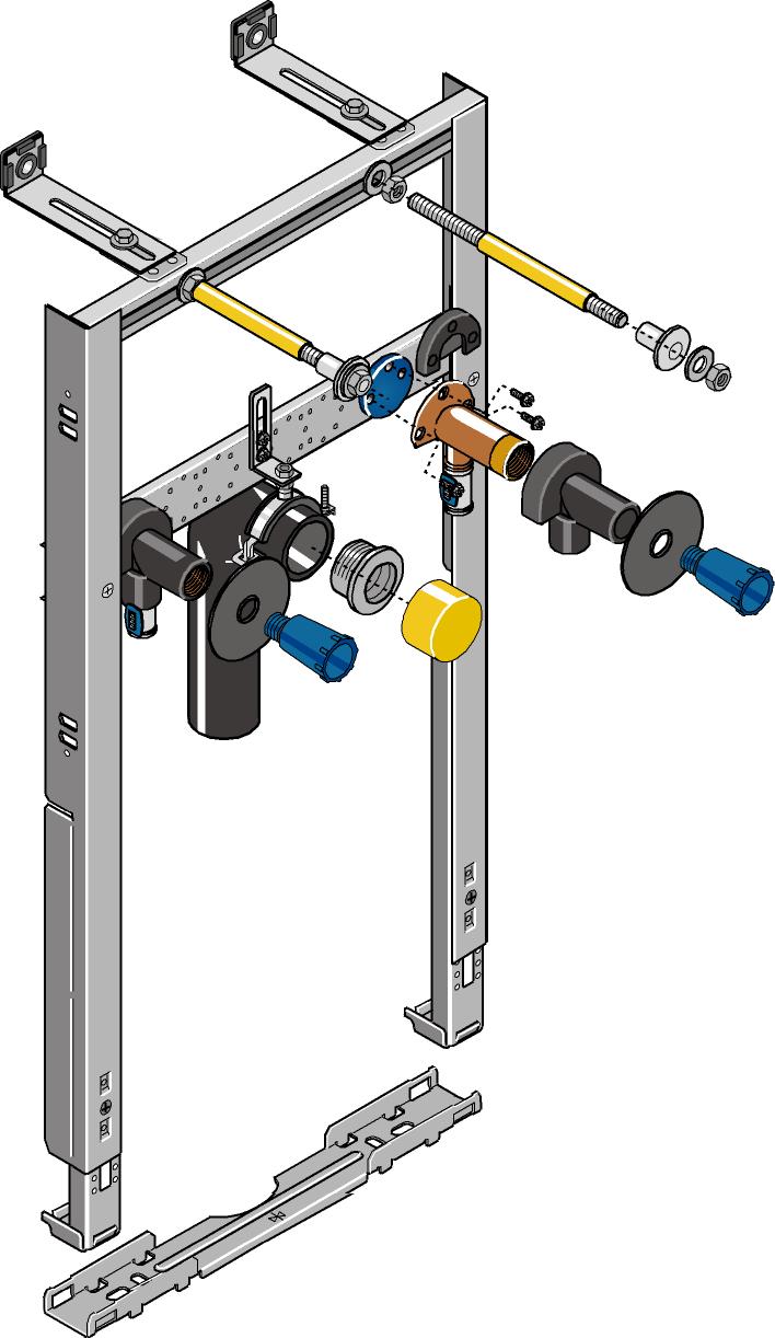 GEBERIT GE Huter Montageelement WT f Einlocharm. FF20, Massiv-u Trockenb,Vor- u Inwand – HU-WT2014-FF20