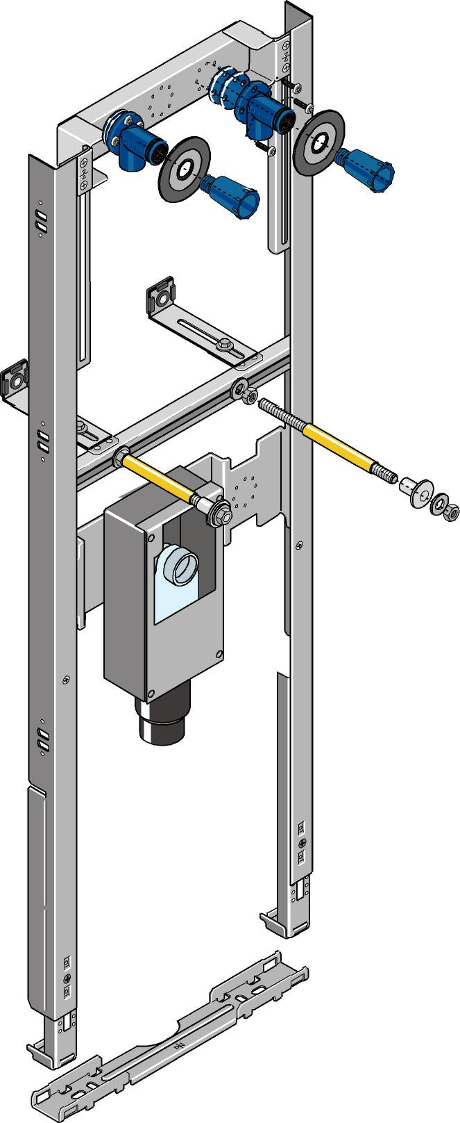 GEBERIT GE Huter Montageelement WT f UP-Siphon Einl- od WArm, Massiv/Trbau, Vor u Inw, – HU-WT2030-M