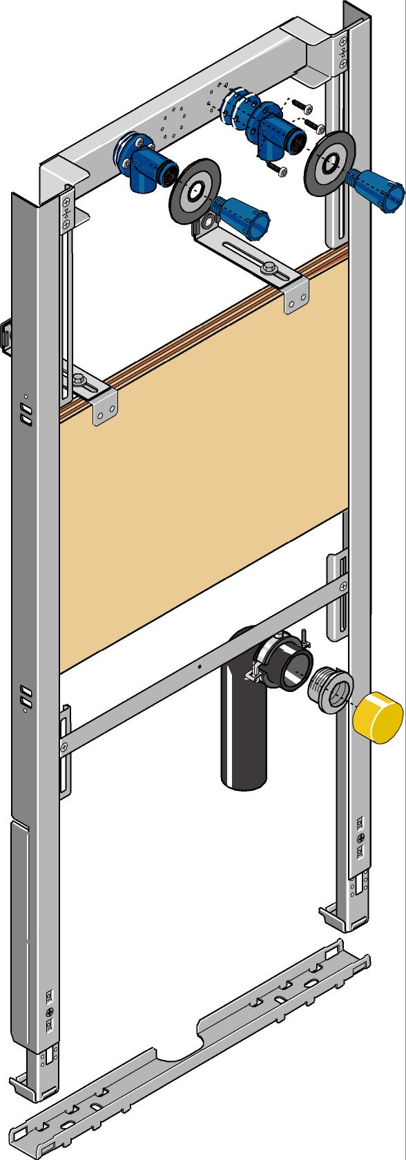 GEBERIT GE Huter Montageelement Ausgussbecken AP W-Arm., Massiv/Trocken/Vor-und Inwand – HU-AGB6030-M