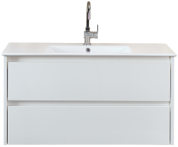 ALVA Bela Unterschrank ink. Keramik WT, 2 Ausz., 101x50,8x51cm, Weiß Glanz