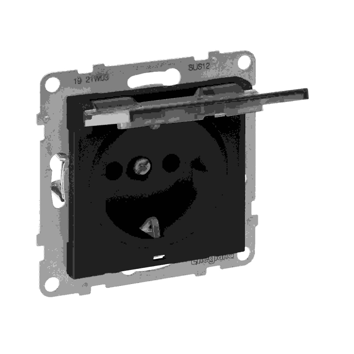 LEGRAND SEANO Schuko-Steckdose, SL, erhöhter Ber ührungsschutz, Klappdeckel IP21, SW – 765323