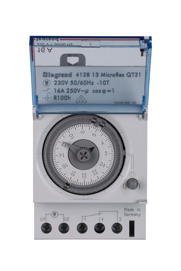 LEGRAND MicroRex QT31, analoge Tageszeitschaltuh r mit Gangreserve,230V50/60Hz,1Kanal,3TE – 412813