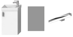 Alva Ora 1.0 G„stebadl”sung Komplettset HWB, Spiegel, Licht, US mit 1 Tr, Weiá - AQBMORGBLW1