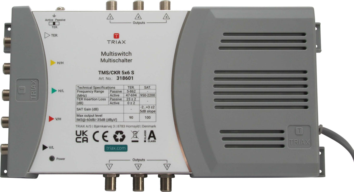 TRIAX Einzel-Multischalter 5 Ein-/6 Ausgänge mit Netzteil – 318601
