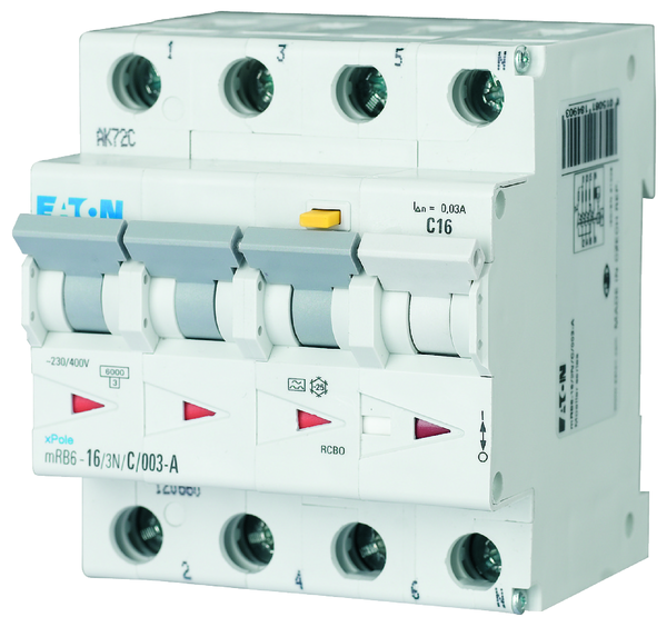 EATON FI/LS-Kombischalter, 20 mA, 30 mA, C-LS- Char, 3N-polig, FI-Char: A – 120677