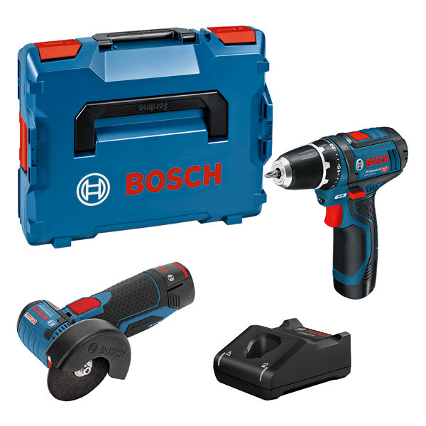 BOSCH POWER TOOLS Combo Kit Set mit 2 12V-Werkzeugen: GSR 12V-15/GWS 12V-76, 2x Akku GBA 12V 2.0Ah – 0 615 990 N2U