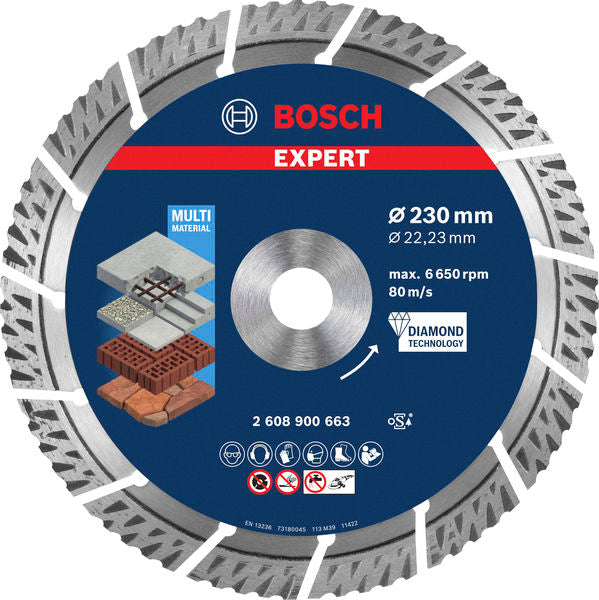 BOSCH POWER TOOLS EXPERT MultiMaterial Diamanttrennscheibe n, 230 x 22,23 x 2,4 x 15 mm – 2 608 900 663