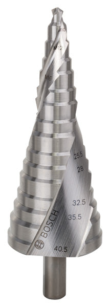 BOSCH POWER TOOLS Stufenbohrer HSS, für Kabelverschraubung en, M10-M40, 10 mm, 125,5 mm, 16 Stufen – 2 608 587 427