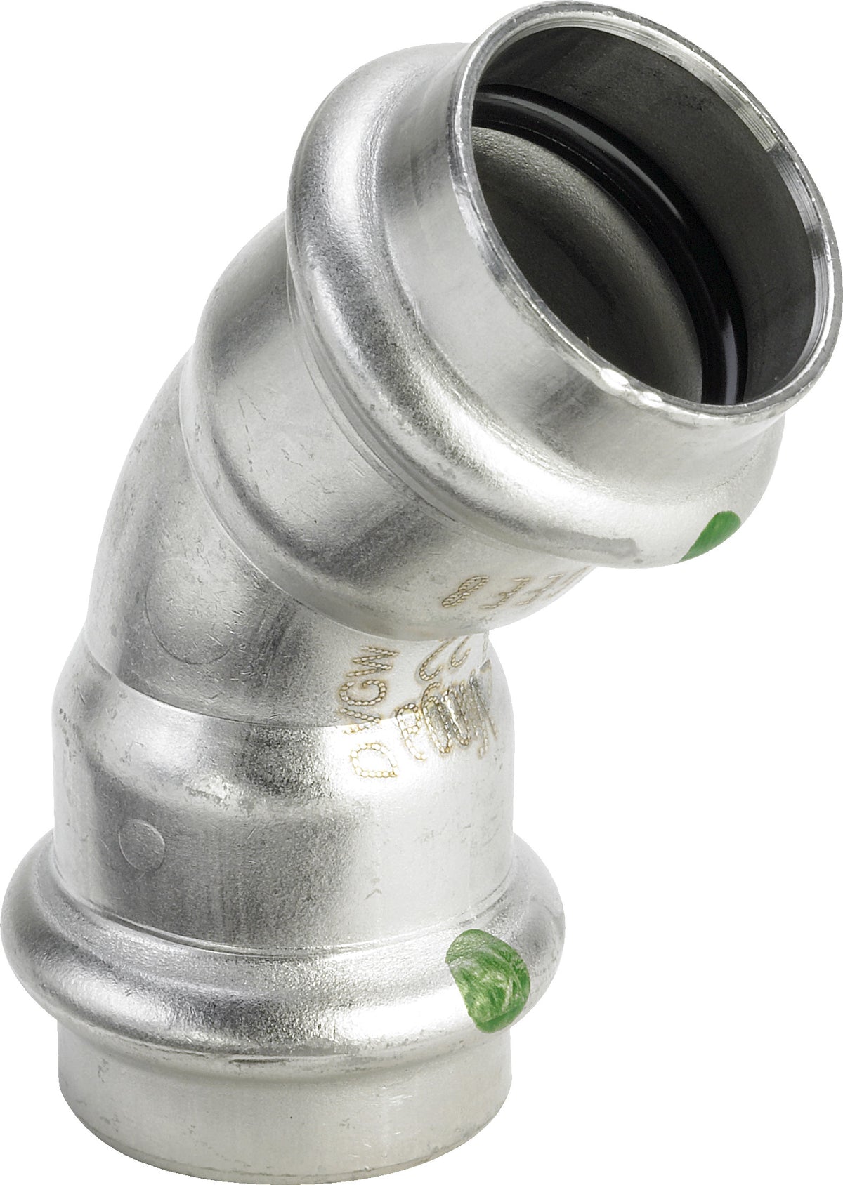VIEGA Viega Bogen 45 Grad mit SC Sanpress Inox 2326 in 15mm Edelstahl – 435 776
