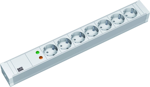 BACHMANN Steckdosenleiste 19" PVC 7-fach 2,0m Zuleitung 1xSPD – 333.604