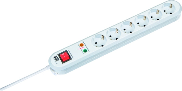 BACHMANN SMART Tischsteckdose 6-fach weiß 1,5m Zuleitung 1xSchalter 1xSPD – 381.2501K