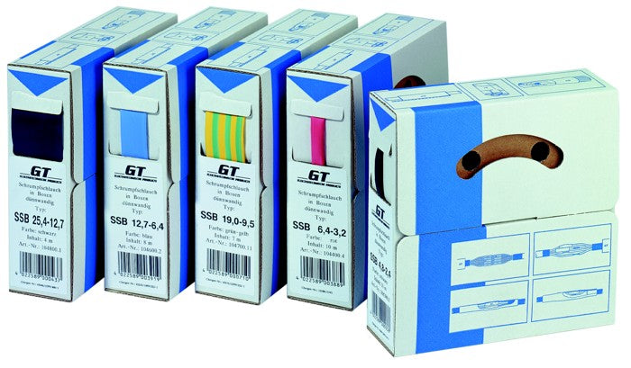 GT FILOFORM Schrumpfschlauch dünnwandig schwarz Ø 3,2 - 1,6 mm, 15m-Abrollbox – 19-104250.1