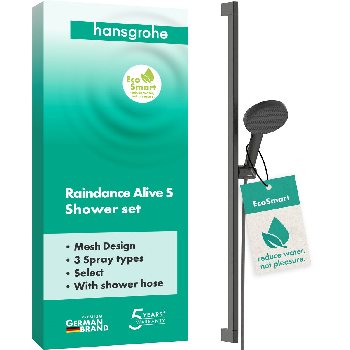 HANSGROHE HG Brauseset Raindance Alive Select S 125 3jet EcoSmart Unica 900mm BBC – 24601340