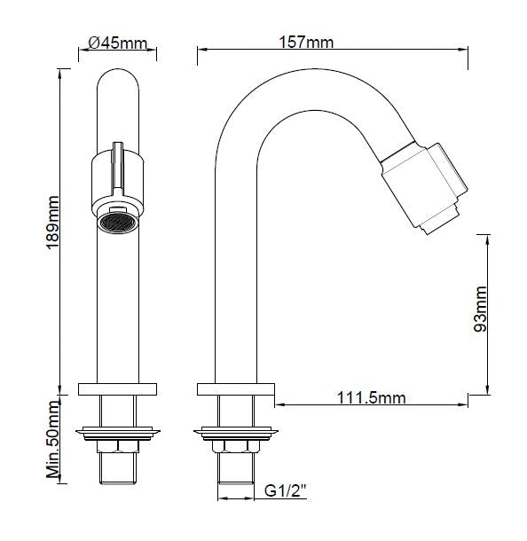Alva Varia Standventil Gesamthöhe 19cm Kaltwasser, Chrom - AQARVASV1