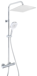 Alva Spa Duschsystem mit Ora 1.0 Thermostat, Kopfbrause 30x30cm, Chrom - AQARSPDST1.1