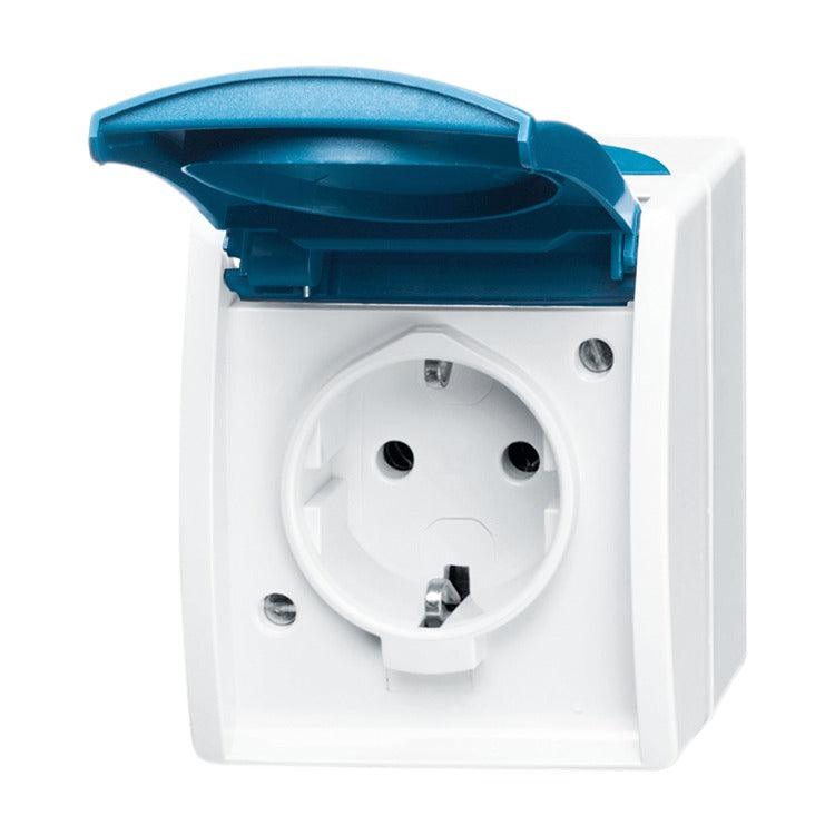 BUSCH-JAEGER FR AP Steckdose Ocean IP44, grau/blaugrün – 2CKA002083A0817