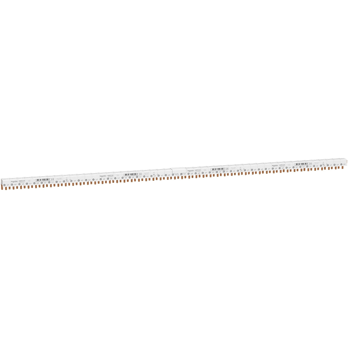 SCHNEIDER ELECTRIC Acti9 Phasenschiene Stift, 3P+N, 9mm-Sti ft Abstand, 48 Module, Anschluss oben – A9XPC748