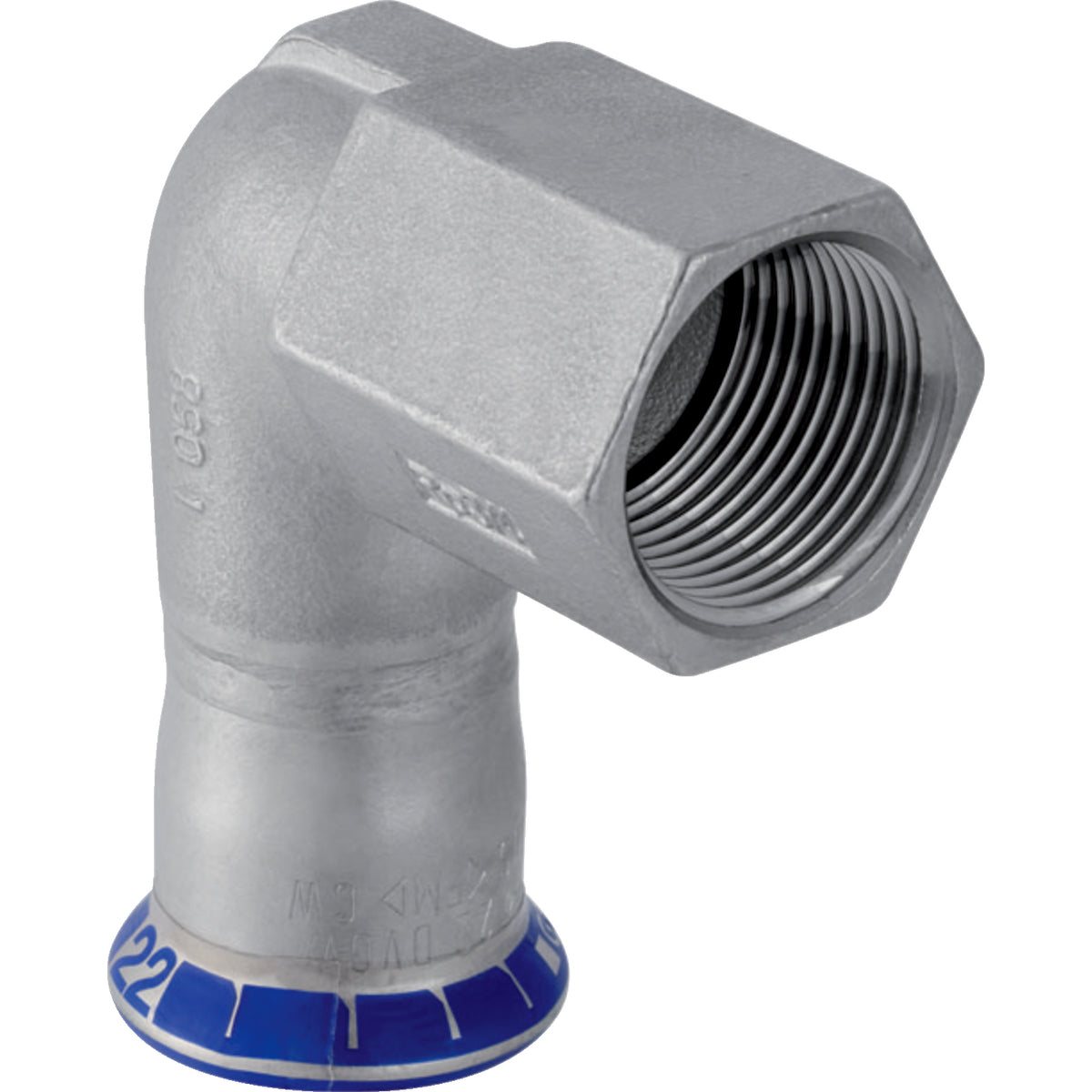 GEBERIT GE Mapress Edelstahl Uebergangswinkel 90 Gr. d35mm x Rp 5/4 – 33807