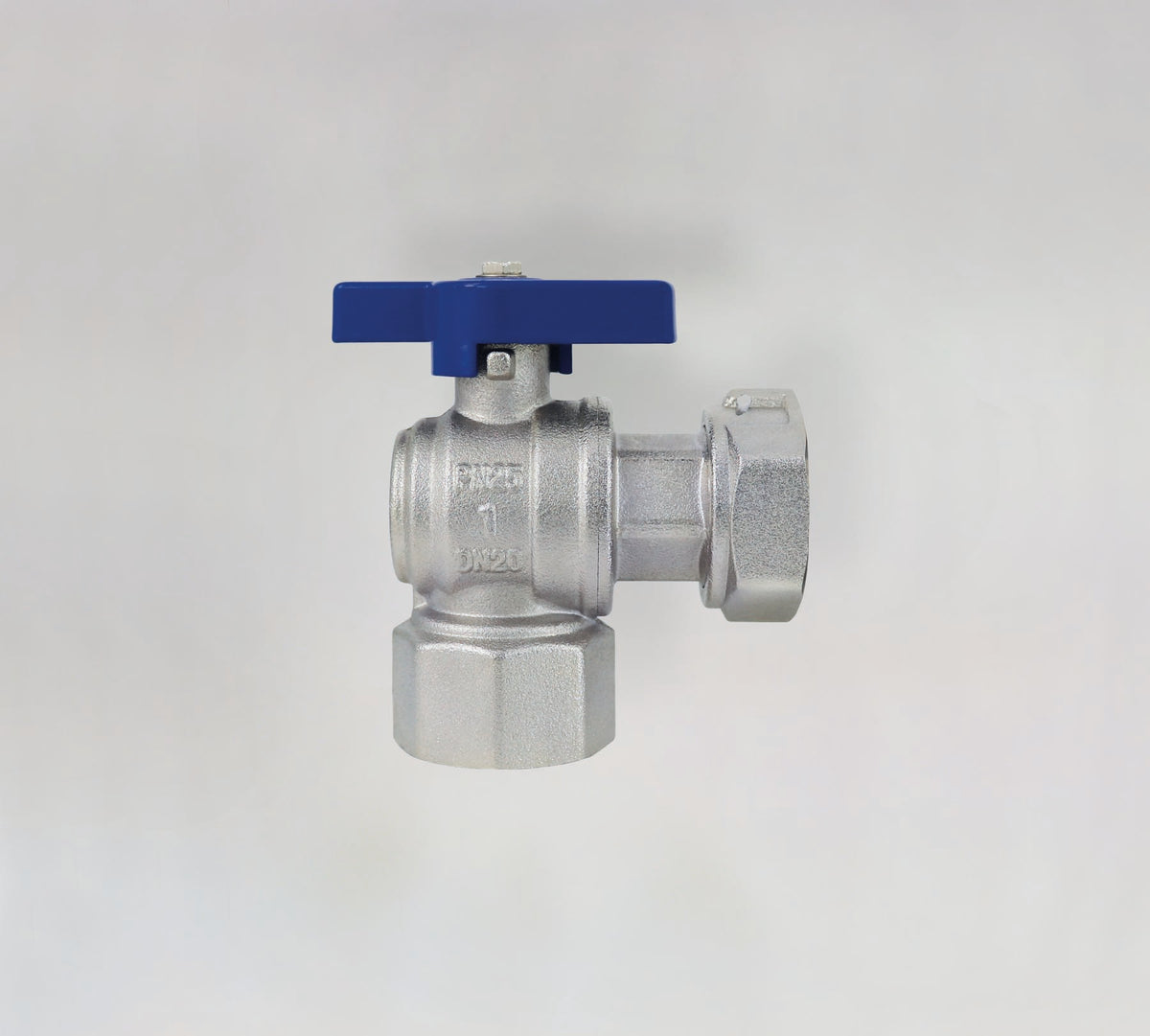 Alva FBH Verteiler Kugelhahn Eck kurz 3/4"IG x 1" ÜWM, blau - ALFBHVKH3/4EB