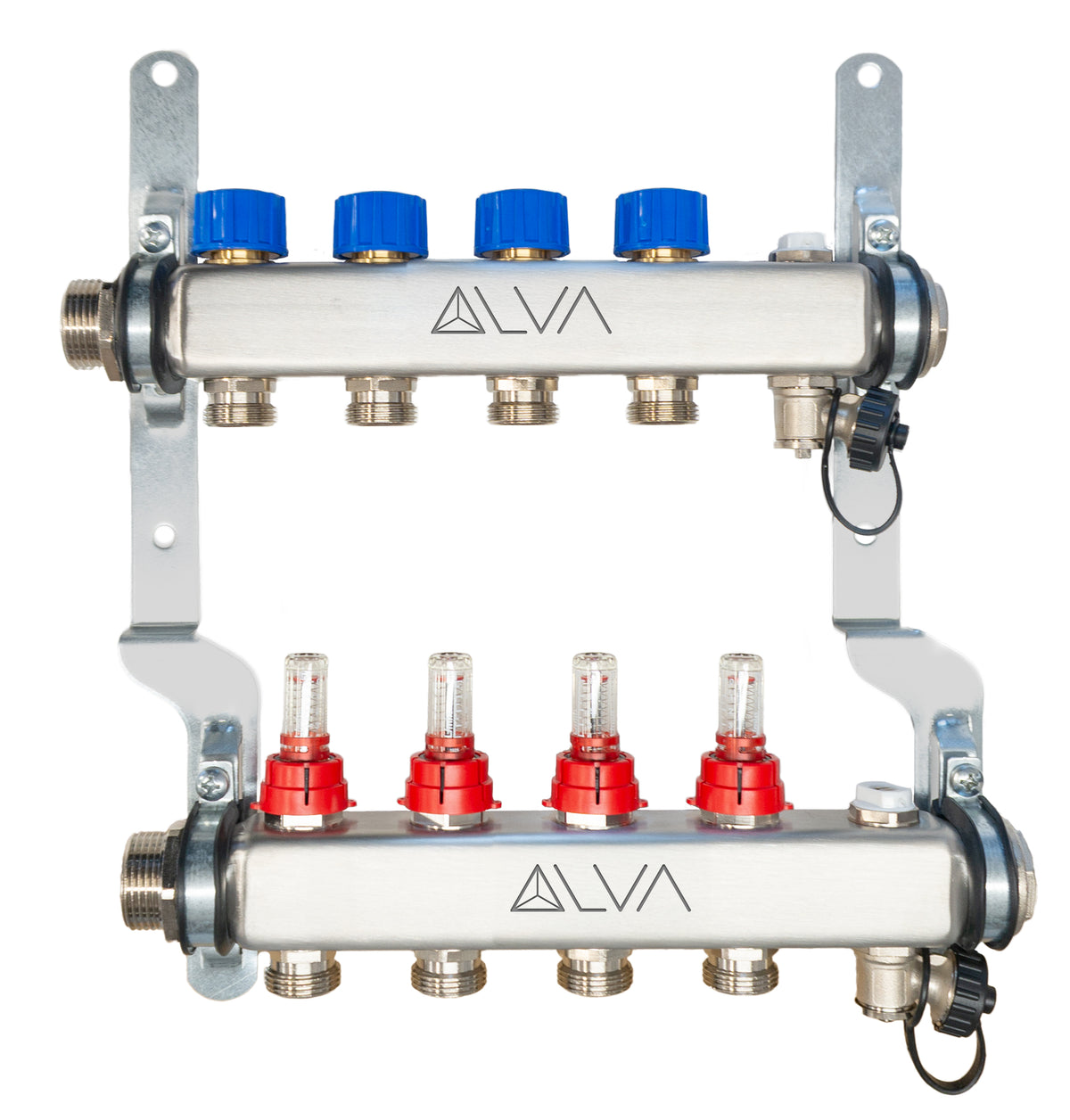 Alva FBH-Verteiler Edelst. VA-Fbif 1"AG 15 Kreise, flachd. 0-2,5 l/min, L:890 mm - ALFBHVVA15