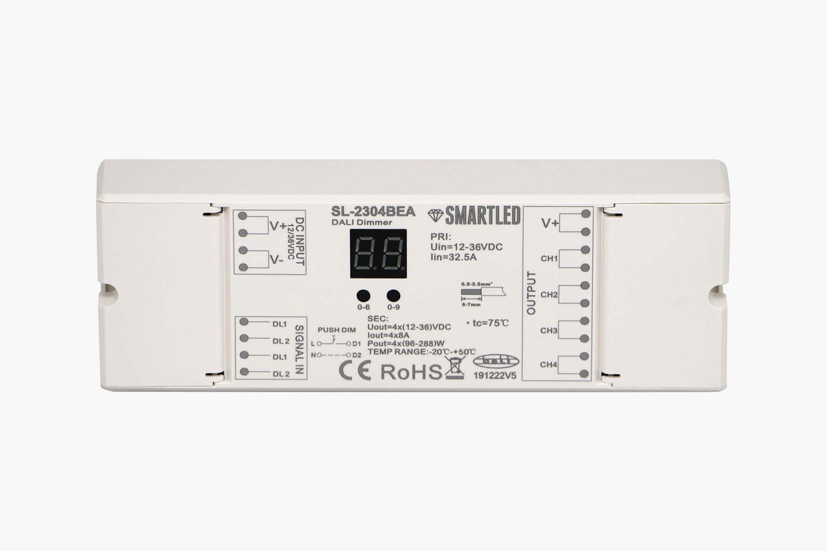 SMARTLED Dali Dimmer 4 x 8A Push Dim 230VAC, 1-4 Adressen, DALI DT-6 – SL-2304BEA