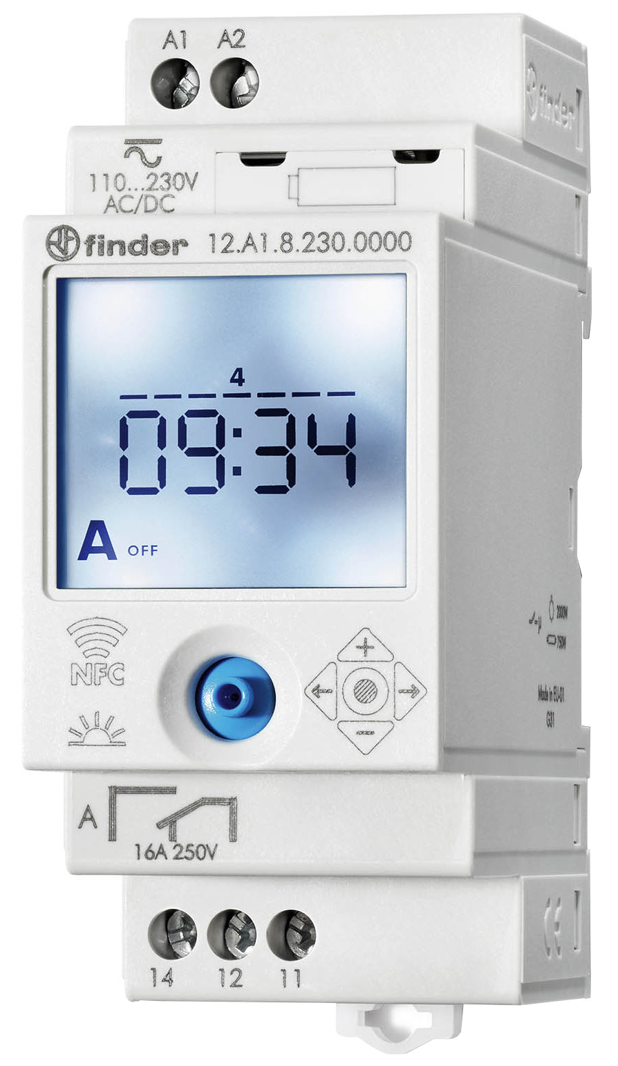 FINDER Astro-Schaltuhr 1 Kanal Joystick und APP Übertragung via NFC fähige Handys – 12.A1.8.230.0000