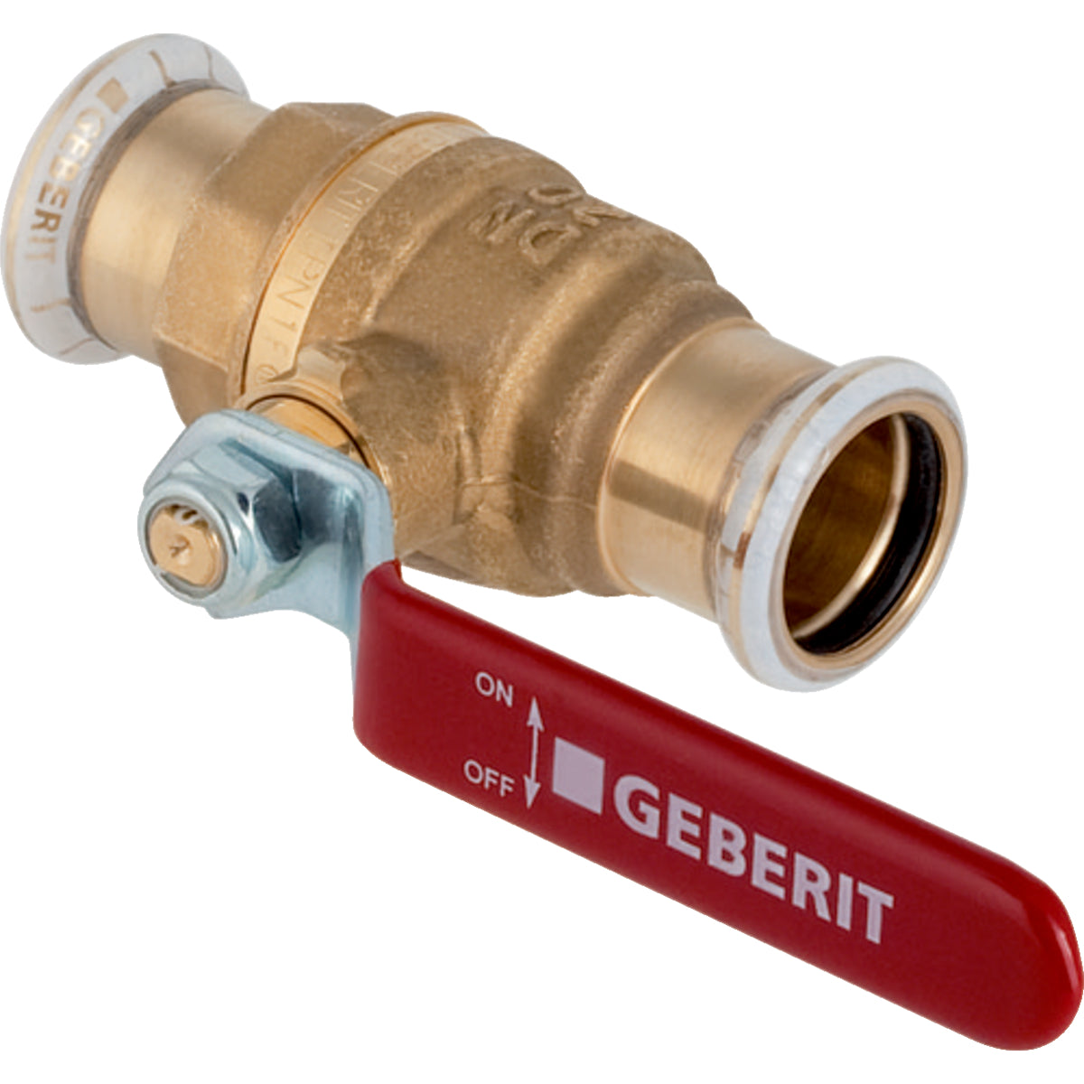 GEBERIT GE Mapress Aufputz-Kugelhahn mit Hebel d35mm aus Messing, NPW – 94926