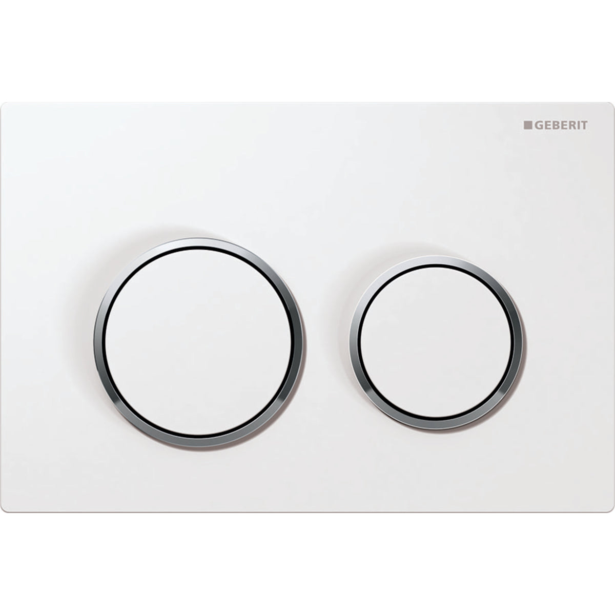 GEBERIT GE Betaetigungsplatte Omega20 2-Mengen weiss/glanzchrom/weiss, round – 115.085.KJ.1