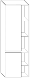 ALVA Viva Hochschrank 2 Türen li. offenes Regal re., 60x176x32cm, Weiß
