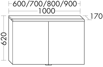 Alva Viva Spiegelschrank, Korpus verspiegelt, 100x62x17cm,LED-Aufsatzleu. - AQBMVISPS5