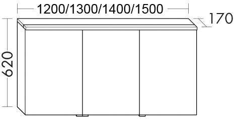 Alva Viva Spiegelschrank, li.,Korp. verspiegelt, 120x62x17cm,LED-Aufsatzleu. - AQBMVISPS6L