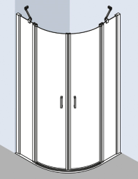 ALVA Juna Runddusche m. Pendeltür 98,5-101/200cm, Silber HGL, ESG Clean - AQDUJURP100