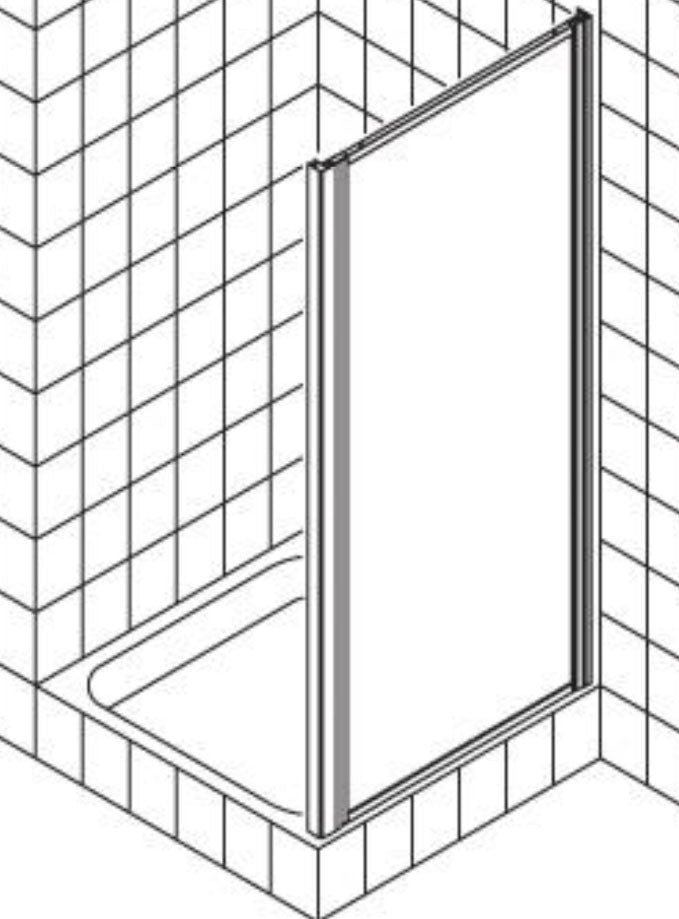ALVA Una Seitenwand 80/190cm, Silber, Kunststoffglas - AQSW80K