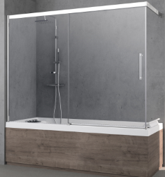 ALVA Varia Wannenwand 2-teilig rechts, 150x170cm, ESG Clean, Silber - AQDUVA9RC