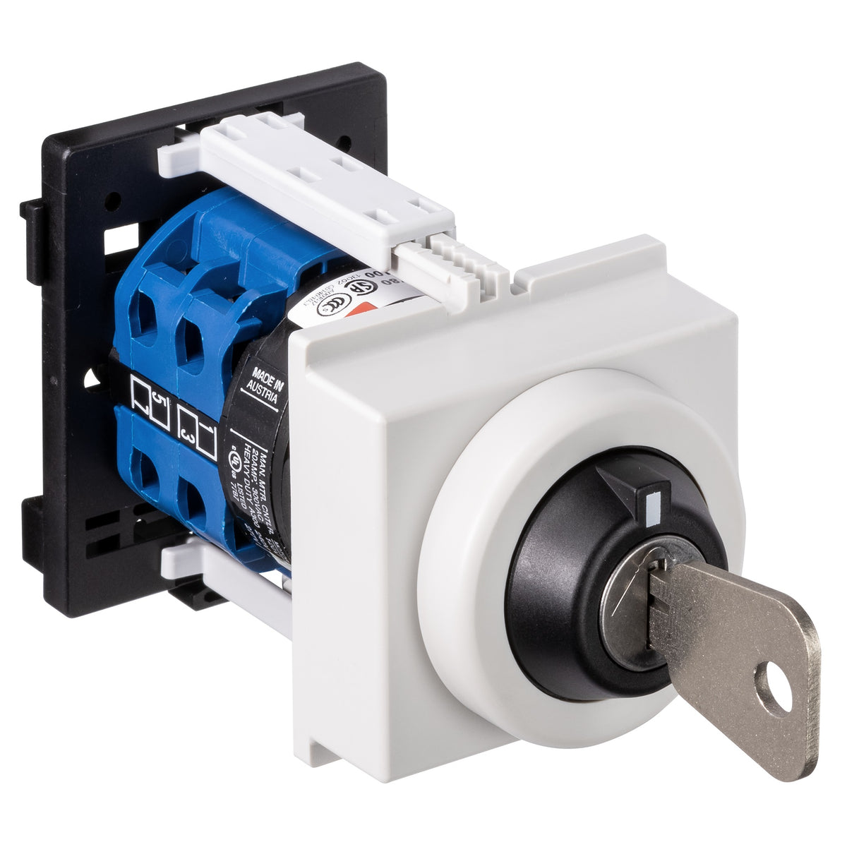 KRAUS&NAIMER Ausschalt.1p.RE,Schlüssel 0+1 abziehbar Ith=20A, P=5,5 kW(AC3,400V AC),2x2,5 mm² – 70011903