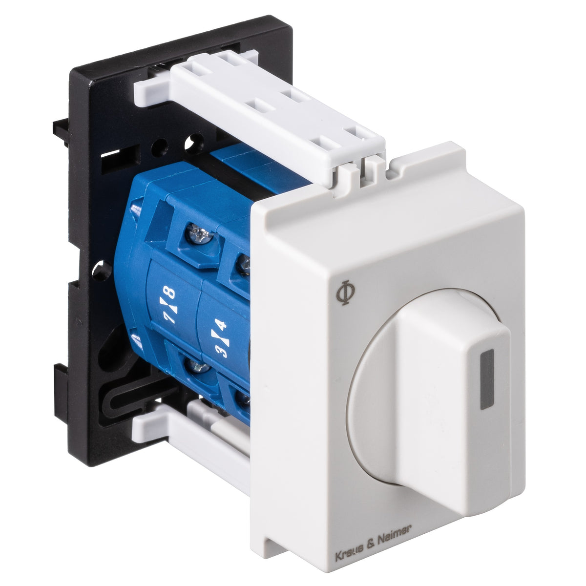 KRAUS&NAIMER Umschalt.m.0,1polig,60°,45mm-Schnappbef. Ith=10A, P=2,2 kW(AC3,400V AC),2x1,5 mm² – 70009091