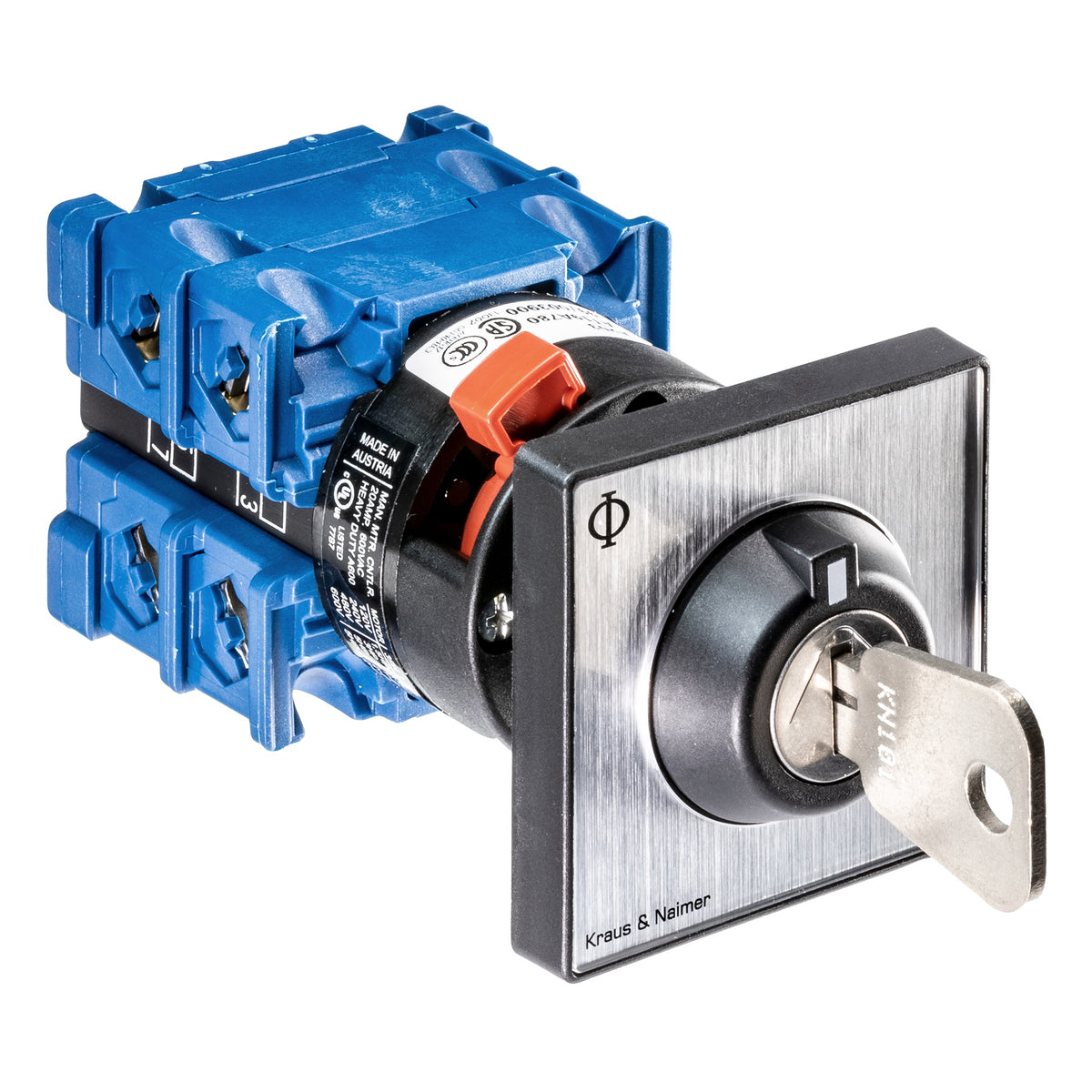 KRAUS&NAIMER Ausschalt.1p.Fronteinb.Schlüss.0+1 abz. Ith=20A, P=5,5 kW(AC3,400V AC),2x2,5 mm² – 70011919