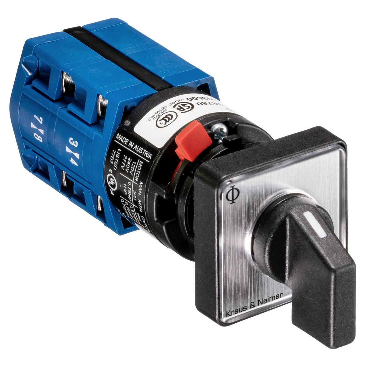 KRAUS&NAIMER Umschalter m.0,1polig,60°,Zentralbef. Ith=10A, P=2,2 kW(AC3,400V AC),2x1,5 mm² – 70000046