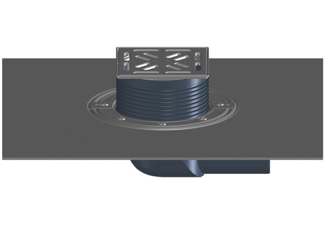 HUTTERER & LECHNER HL5100TH Balk. u. Terr.abl. DN75 waagr., Bitumen, GK, 145x145mm/138x138mm – HL5100TH