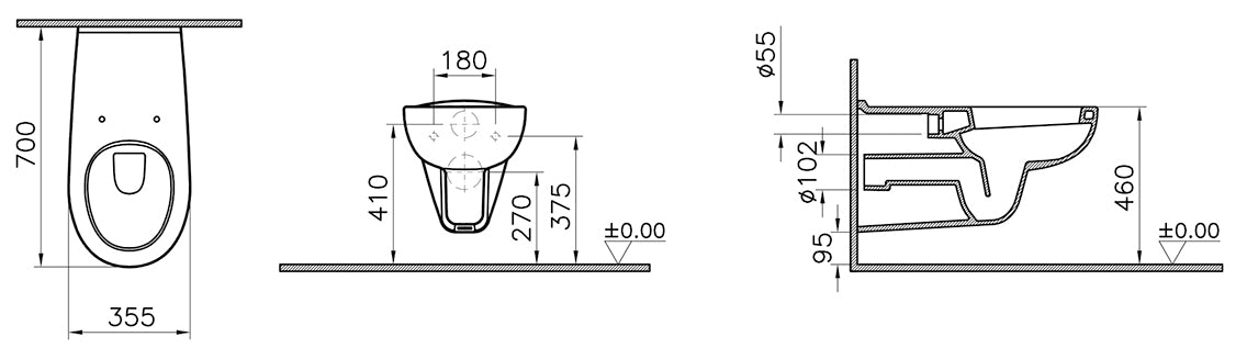 Alva Idea Wand-WC Tiefspüler Barrierefrei, Ausladung 70cm, Weiß - AQBFIDWWCT