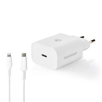 Mains Charger Type-C USB-C QuickCh. 20W Lightning 8Pin: 1m white – WCPDL20W112WT