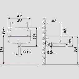 EISENBERG ABU-Plast Wall-Mounted Slop Sink with Overflow, white – 60.001.01..0099