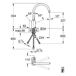 GROHE Grohe Eurosmart Cosmo Spültischmischer drucklos, chrom – 31 180 000